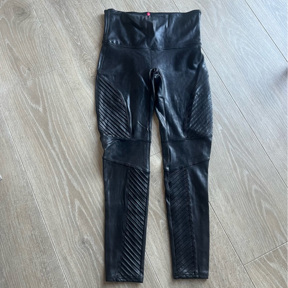 Spanx Black Moto Faux Leather Leggings XL extra large - Picture 3 of 8